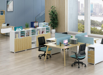 Call center 4 workstations desk office furniture furnishings equipment